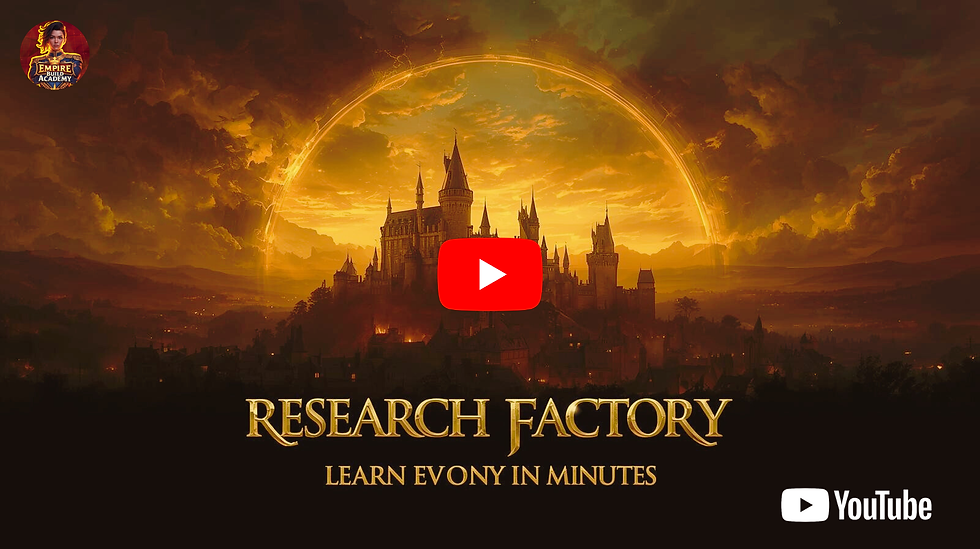 Learn Evony in Minutes Research Factory
