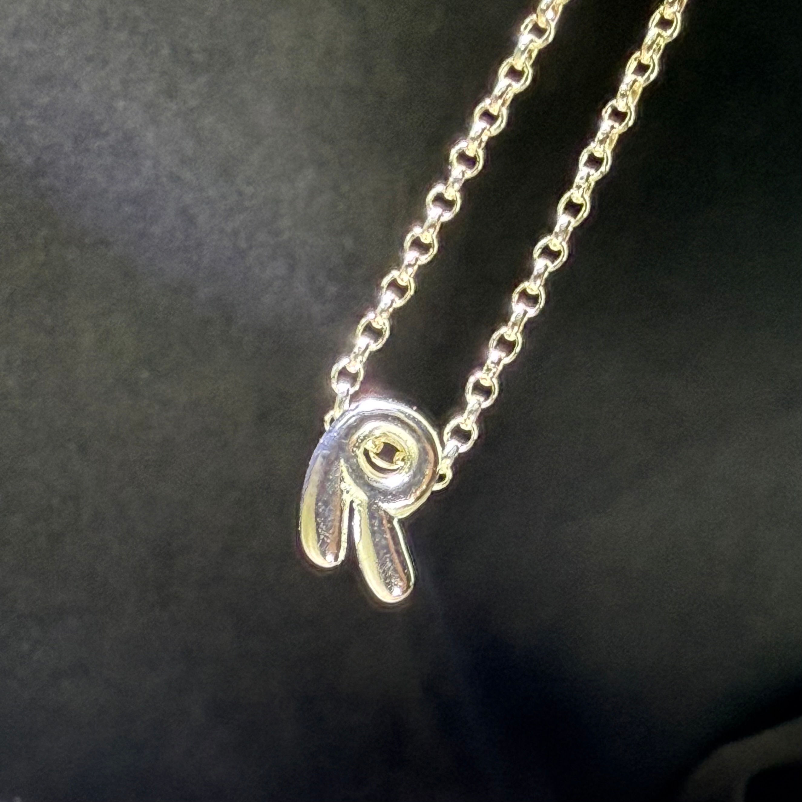 Silver Bubble Letter 'R’ on 55CM Belcher Chain Necklace - Silver