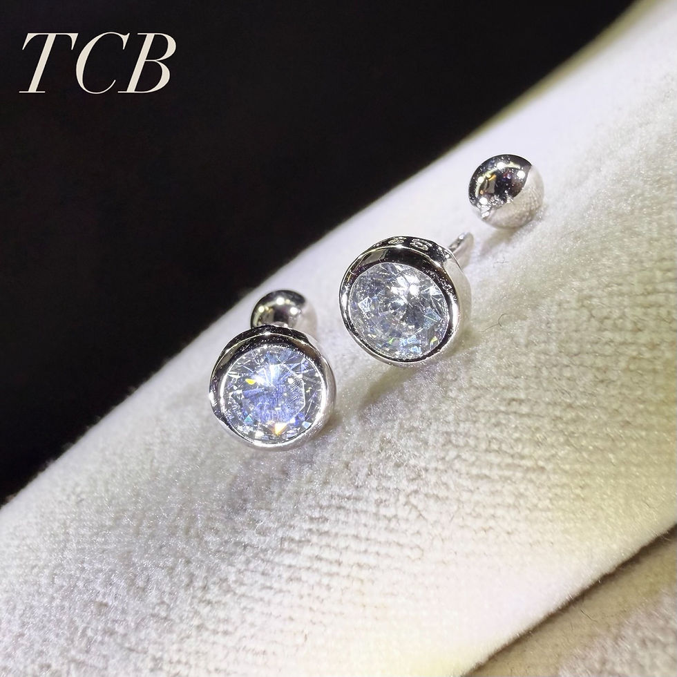Thumbnail: Sparkling Circle Cubic Zirconia Screw Back Stud Earring - Sterling Silver 925