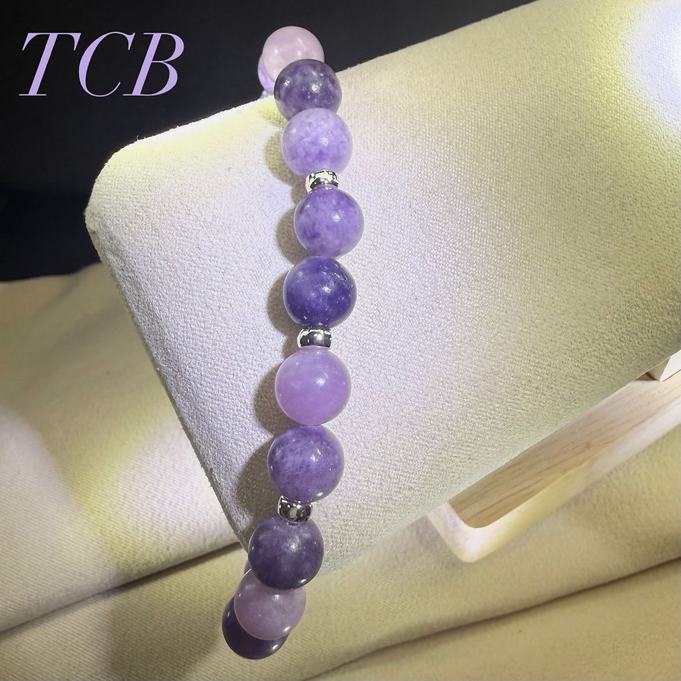 Thumbnail: Handmade Natural Lepidolite Stacking Bracelet With Silver Spacers And Beads: Silver 925