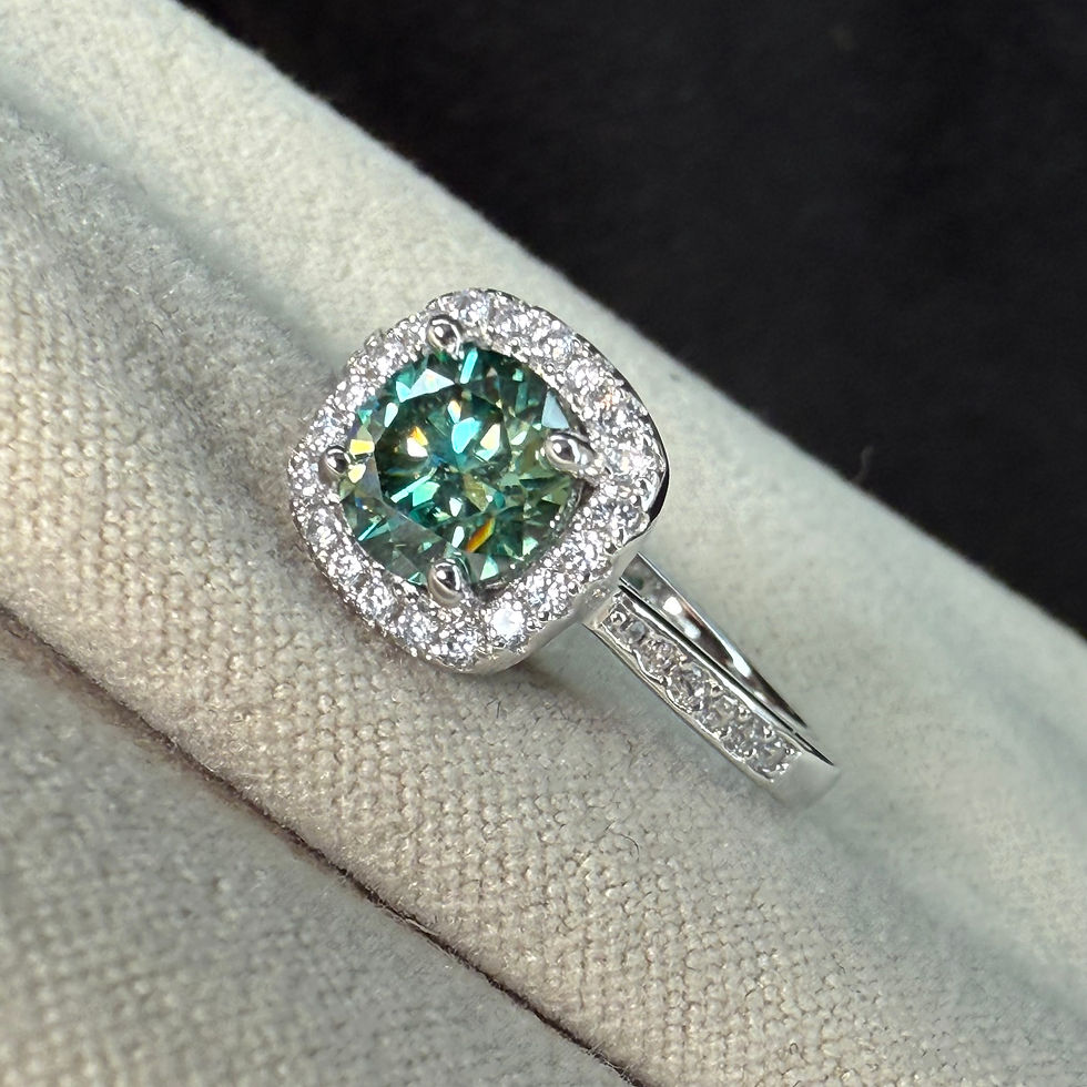 Thumbnail: Stunning Sparkling 1crt Moissanite Ring With Turquoise Stone - Sterling Silver 925