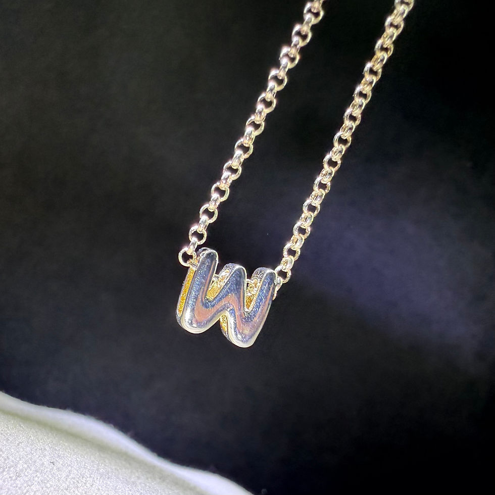 Silver Bubble Letter 'W’ on 55CM Belcher Chain Necklace - Silver