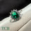 Thumbnail: Green Sparkling Cluster Ring - Sterling Silver 925