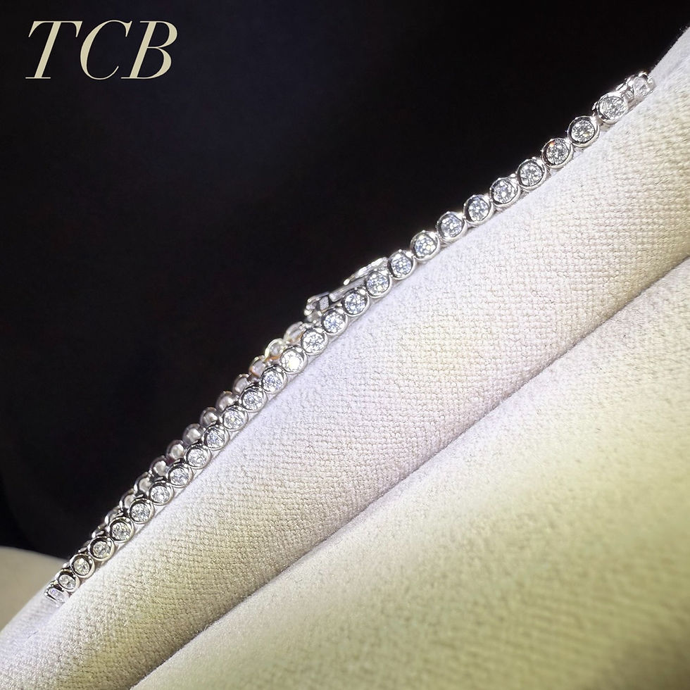 Thumbnail: Elegant sterling silver tennis bracelet with single row of bezel-set cubic zirconia crystals.