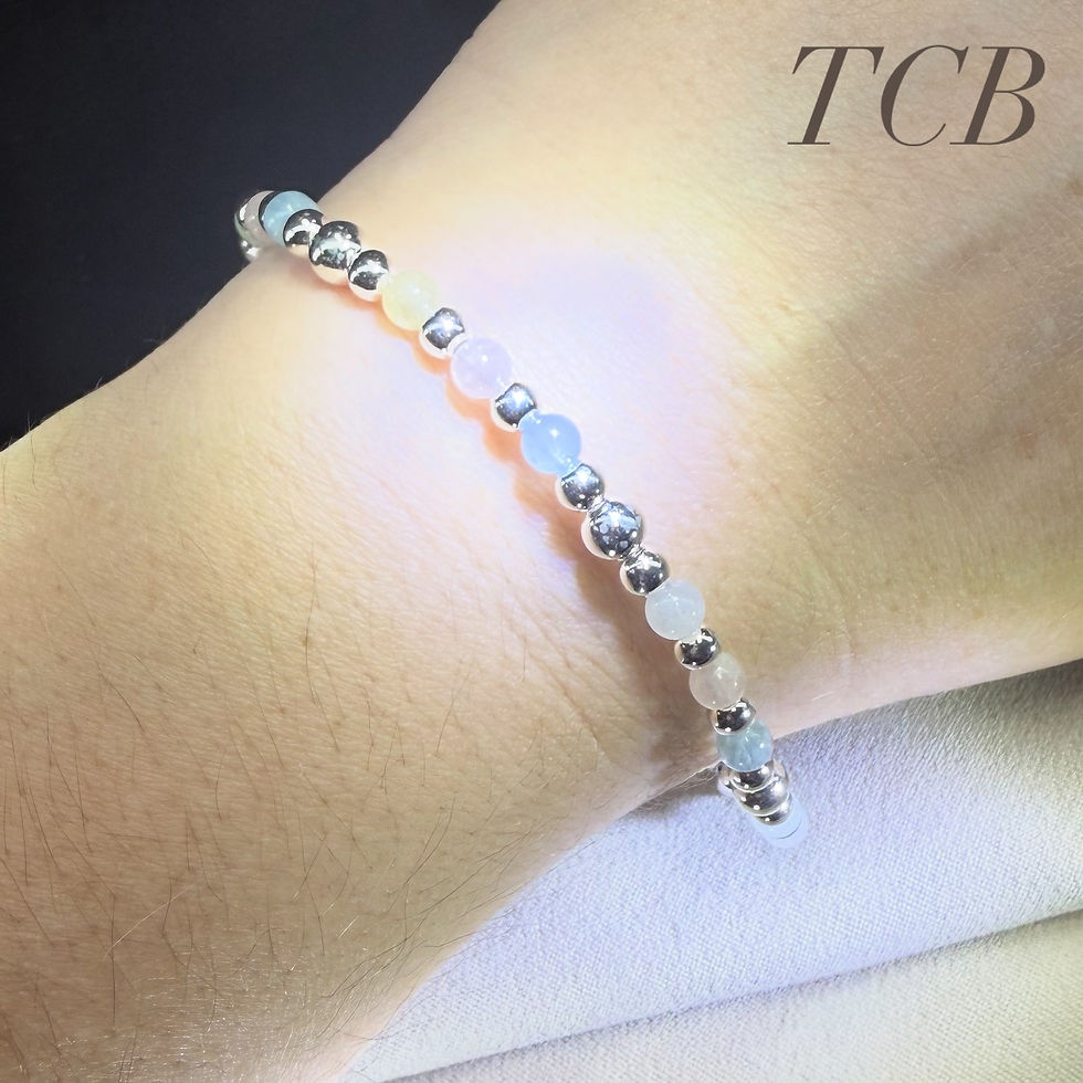 Thumbnail: Handmade Natural Grey Moonstone Stacking Bracelet With Silver Spacers.