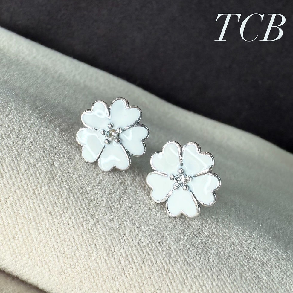 Thumbnail: White Primrose Flower Stud Earrings: Sterling Silver 925
