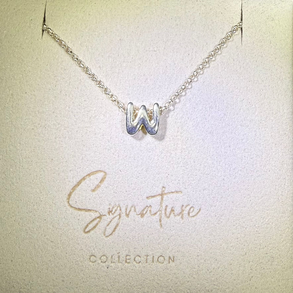 Thumbnail: Silver Bubble Letter 'W’ on 55CM Belcher Chain Necklace - Silver