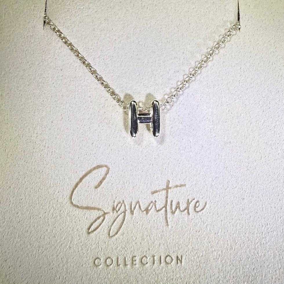 Thumbnail: Silver Bubble Letter 'H’ on 55CM Belcher Chain Necklace - Silver