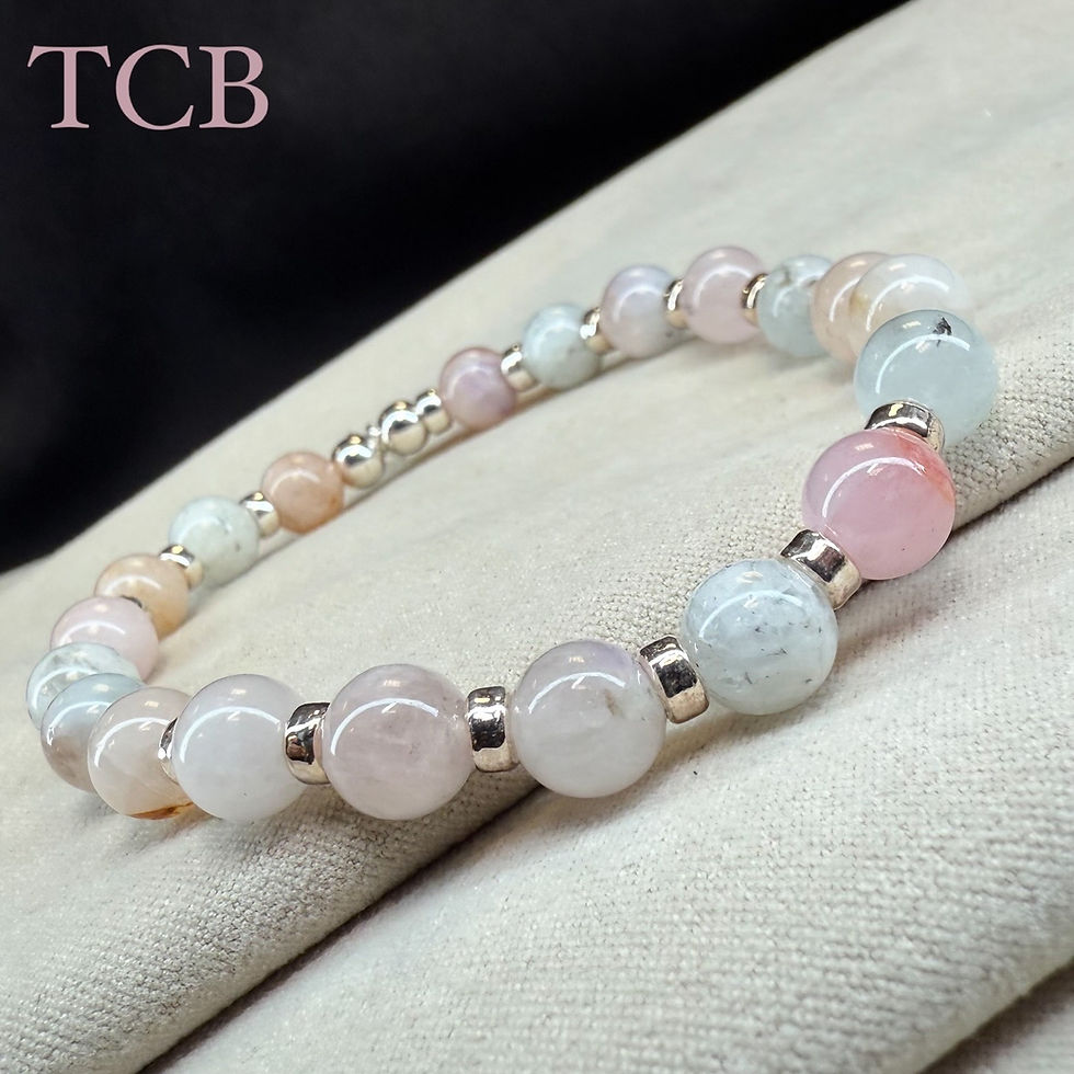 Morganite Gemstone Stacking Bracelet With Silver 925 Spacers and Beads.