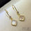 Thumbnail: Iridescent Shell Geometric Dangle Earrings: 18K Gold Plated Sterling Silver 925