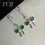 Thumbnail: Sparkling Hunter Green Bow Charm Earrings: Silver 925