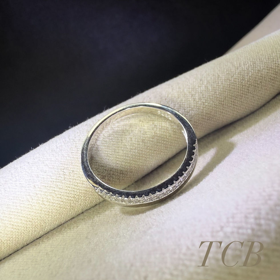 Thumbnail: Sparkling Stackable Pave Cubic Zirconia Wedding Band Style Ring: Sterling Silver 925