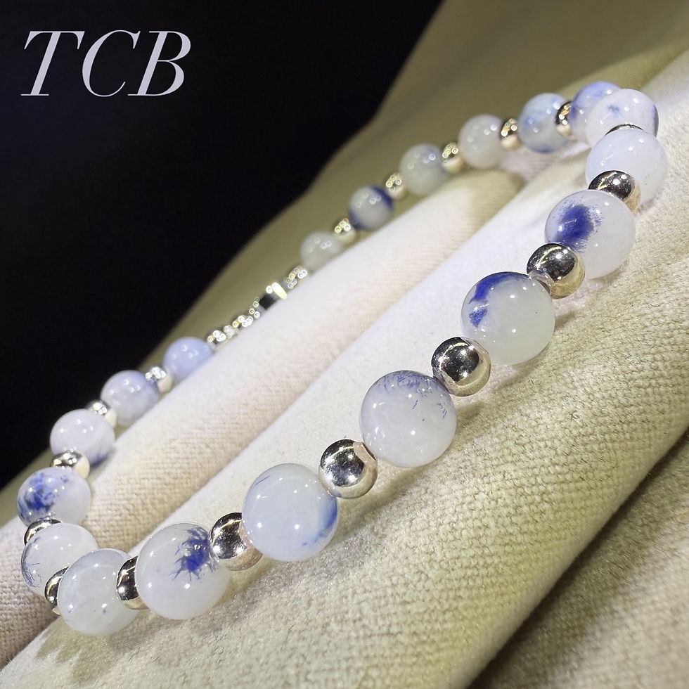 Thumbnail: Handmade Dumortierite Gemstone Stacking Bracelet With Silver Beads: Sterling Silver 925
