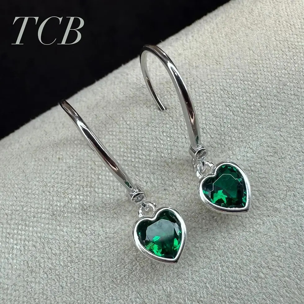 Sparkling Envy Green Mini Heart Charm Earrings: Sterling Silver 925