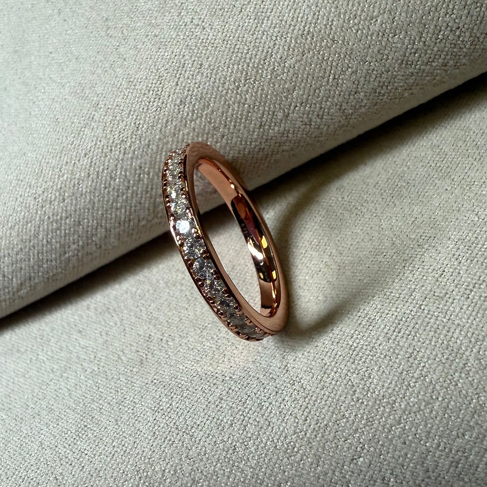 Thumbnail: Stunning Sparkling Rose Coloured Moissanite Eternity Ring - Silver 925