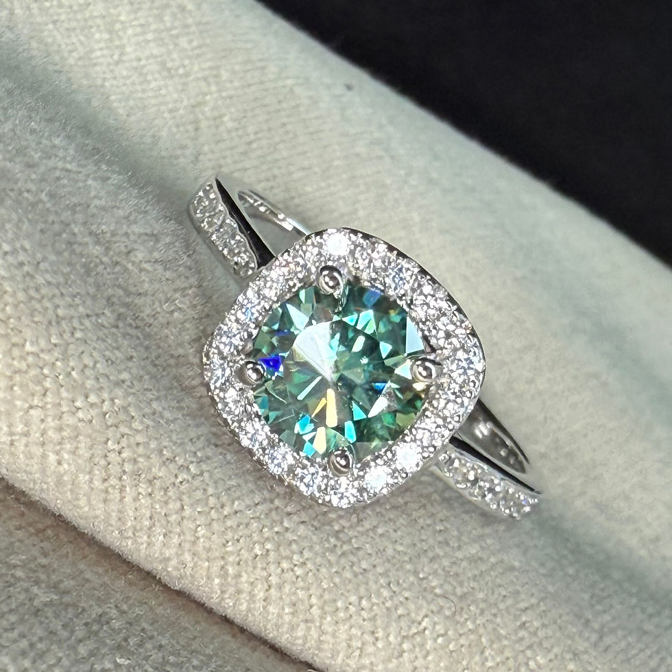Thumbnail: Stunning Sparkling 1crt Moissanite Ring With Turquoise Stone - Sterling Silver 925
