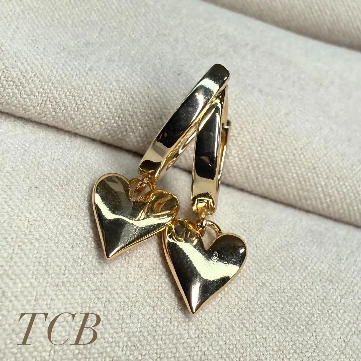 Freehand Heart Charm Hoop Earrings: 14K Gold Plated