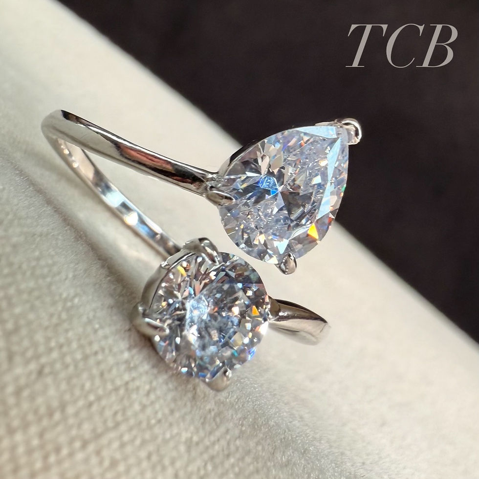 Thumbnail: Stunning Overlapping Clear Pear & Round Cubic Zirconia - Clear Cubic Zirconia - Sterling Silver 925