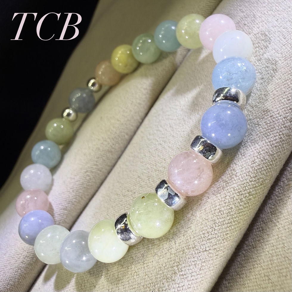 Morganite Gemstone Stacking Bracelet With Silver Spacers And Beads: Silver 925