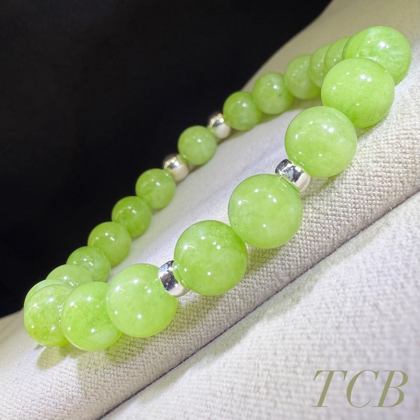 Handmade Green Peridot Stacking Bracelet With Silver Spacers And Beads: Sterling Silver 925
