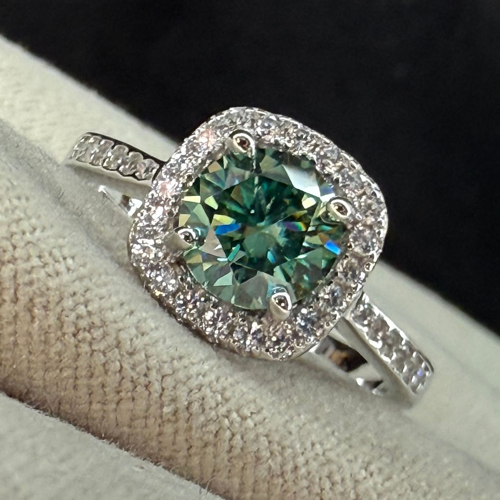 Thumbnail: Stunning Sparkling 1crt Moissanite Ring With Turquoise Stone - Sterling Silver 925