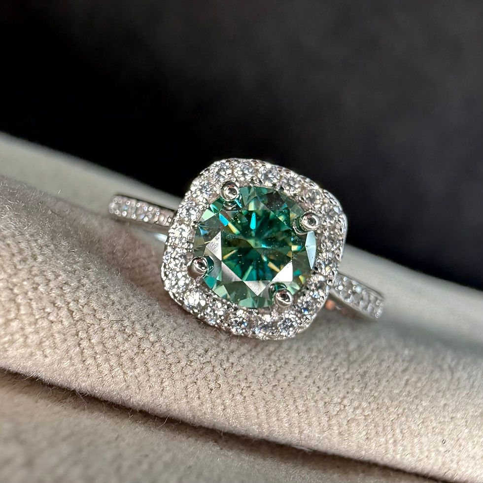 Thumbnail: Stunning Sparkling 1crt Moissanite Ring With Turquoise Stone - Sterling Silver 925