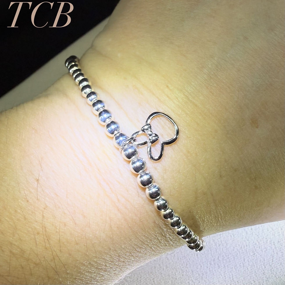 Thumbnail: Handmade Silver Beaded Bracelet With Bunny Charm: Sterling Silver 925