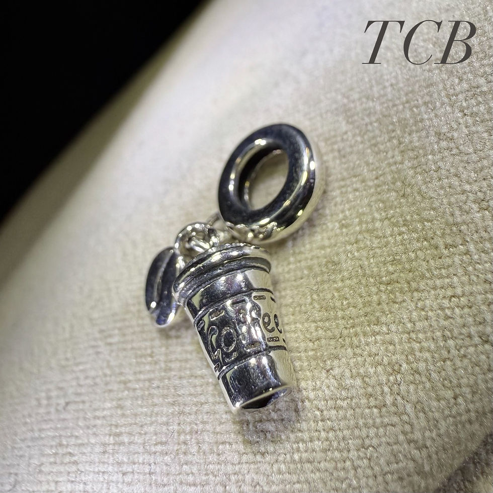 Thumbnail: Takeaway Coffee Cup & Bean Pendant Charm: Sterling Silver 925