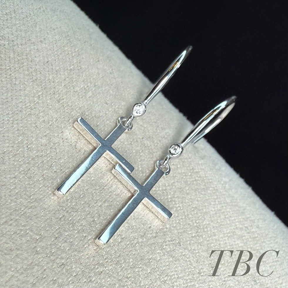 Simple Silver Cross Charm Earrings: Sterling Silver 925