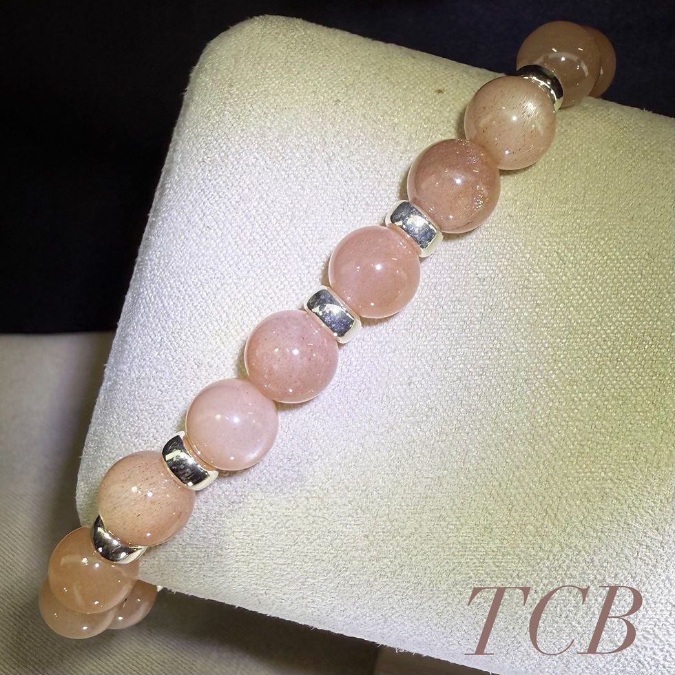 Thumbnail: Handmade Natural Sunstone Quartz Gemstone Stacking Bracelet With Silver Spacer