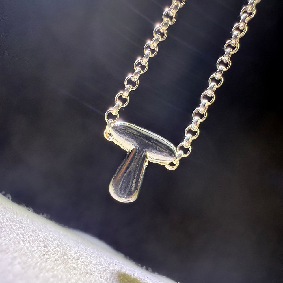 Silver Bubble Letter 'T’ on 55CM Belcher Chain Necklace - Silver