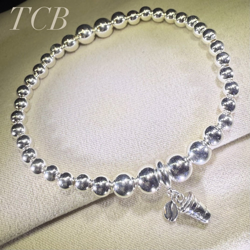 Sterling Silver Coffee Cup Mug Charm Bead | Fits 3mm European Charm Bracelets & Necklaces - View #5