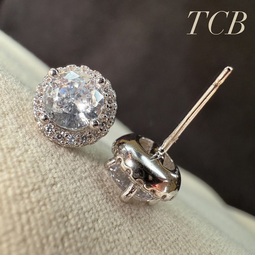 Thumbnail: Sparkling Round Halo Cubic Zirconia Stud Earrings - Sterling Silver 925
