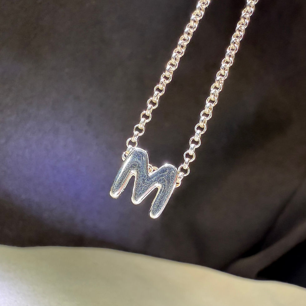 Silver Bubble Letter 'M’ on 55CM Belcher Chain Necklace - Silver