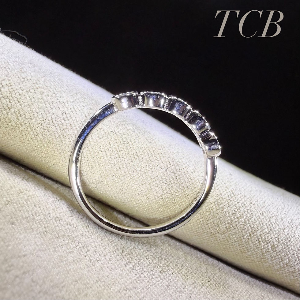 Thumbnail: Sparkling 5 Stone Bezel Set Moissanite Tennis Ring - Sterling Silver 925