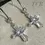 Thumbnail: Sparkling Crystal Clear Cross Charm Earrings: Silver 925
