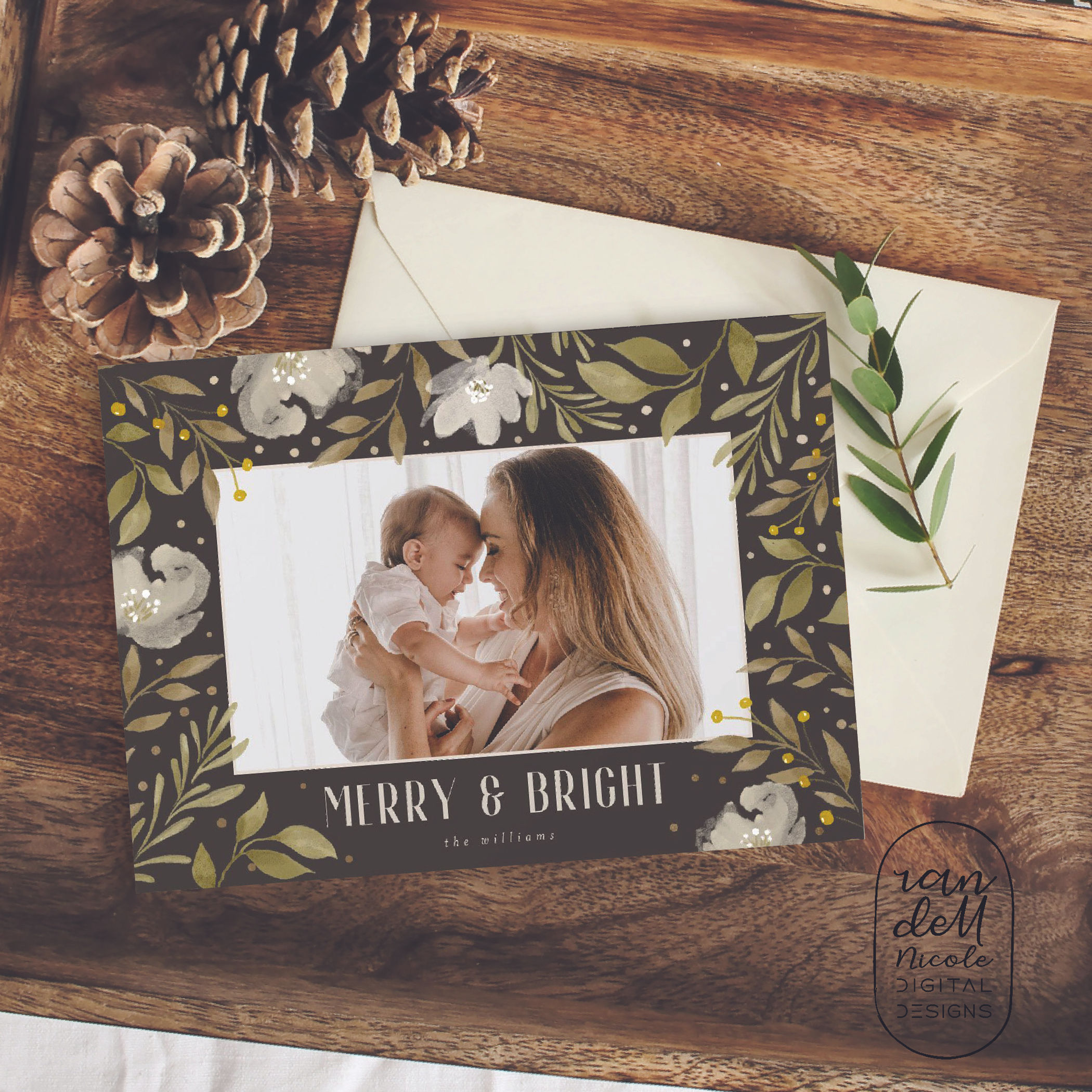 Merry Floral - Holiday Card