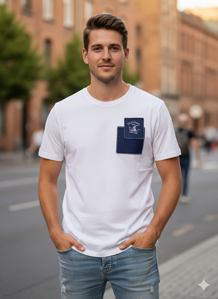 Shirt mit Blaudruck – Größe M