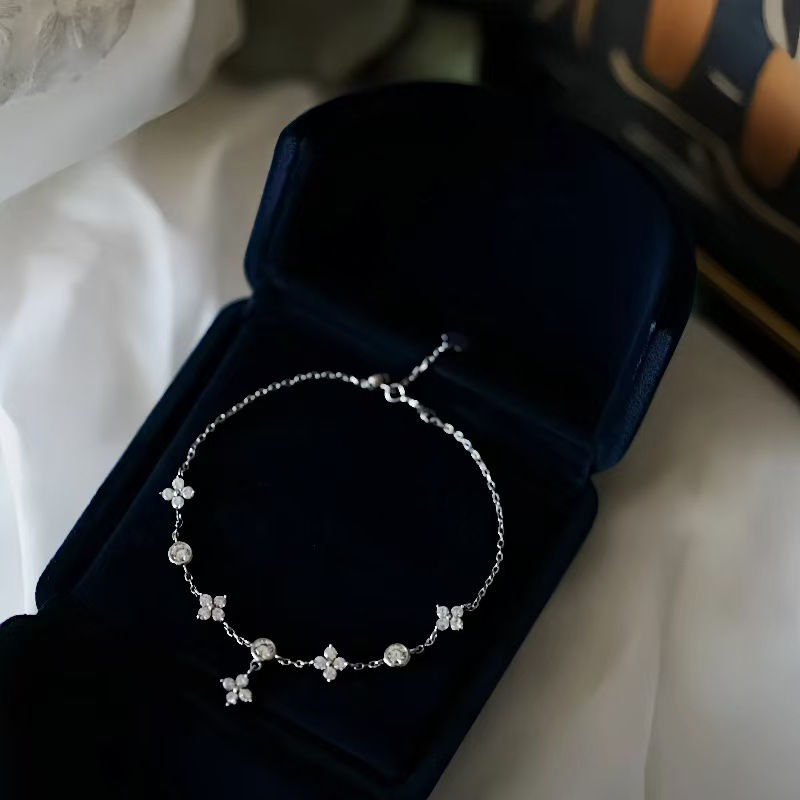 Thumbnail: LGKGL Read S925 Sterling Silver Plated 18K Gold Sparkling Zircon Flower Necklace