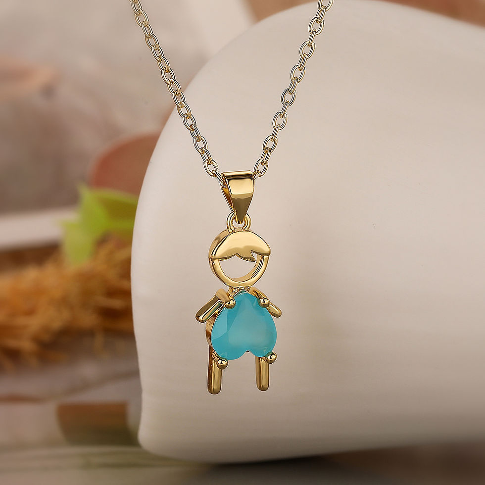 Thumbnail: Minimalist Design Girl Boy Pendant Necklaces For Women Girls, Stainless Steel Ch
