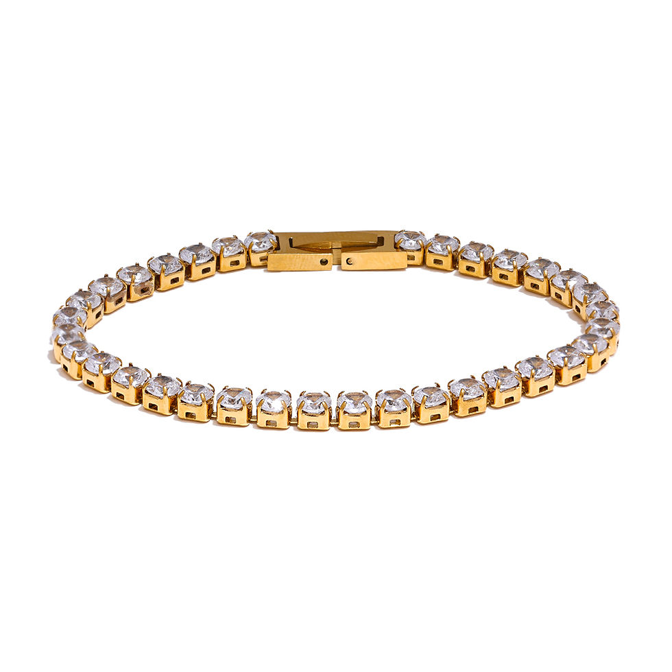 Thumbnail: Yhpup 4mm High Quality Shiny Cubic Zirconia Chain Wrist Bracelet Bangle for Wome