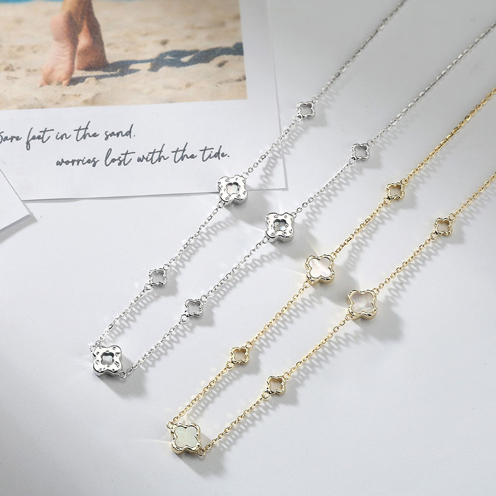 Thumbnail: ORSA JEWELS Hollow Clover Luxury Chain Necklace Banquet Party Gift 925 Silver Fo