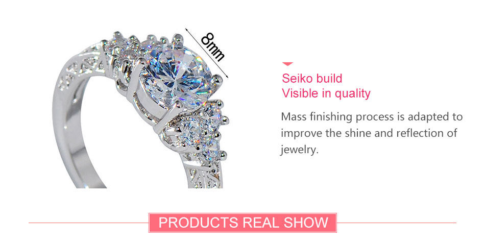 Thumbnail: ZDADAN 925 Sterling Silver 8MM Zircon Finger Ring For Women Fashion Wedding Jewe