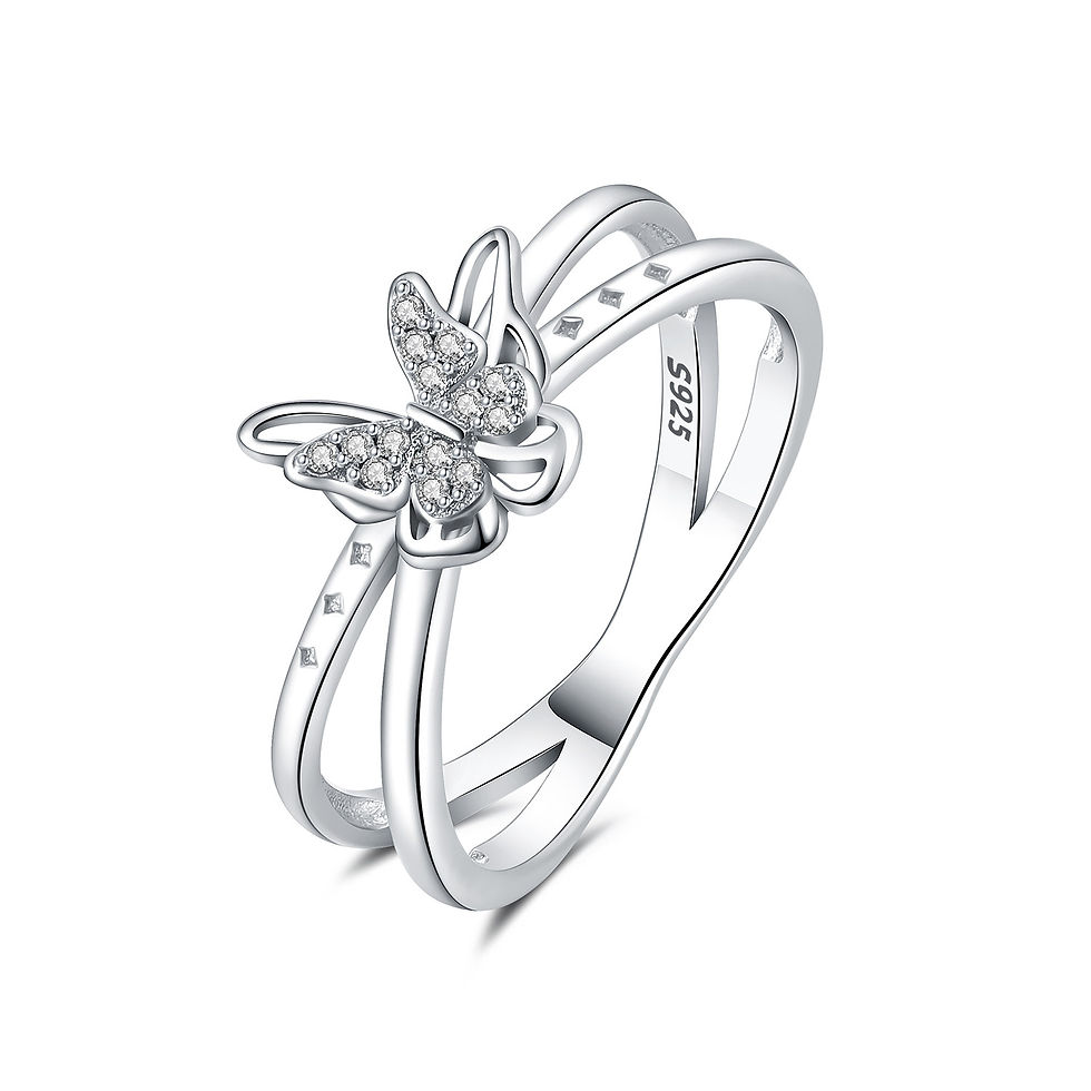 Thumbnail: Hot Sale Original S925 Sterling Silver Zirconia Butterfly Ring Fine Jewellery We