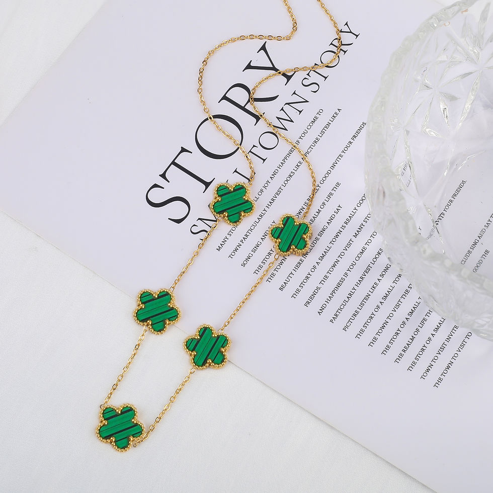 Thumbnail: Hot Sale Stainless Steel Laser Five Leaf Flower Petal Adjustable Clover Bracelet