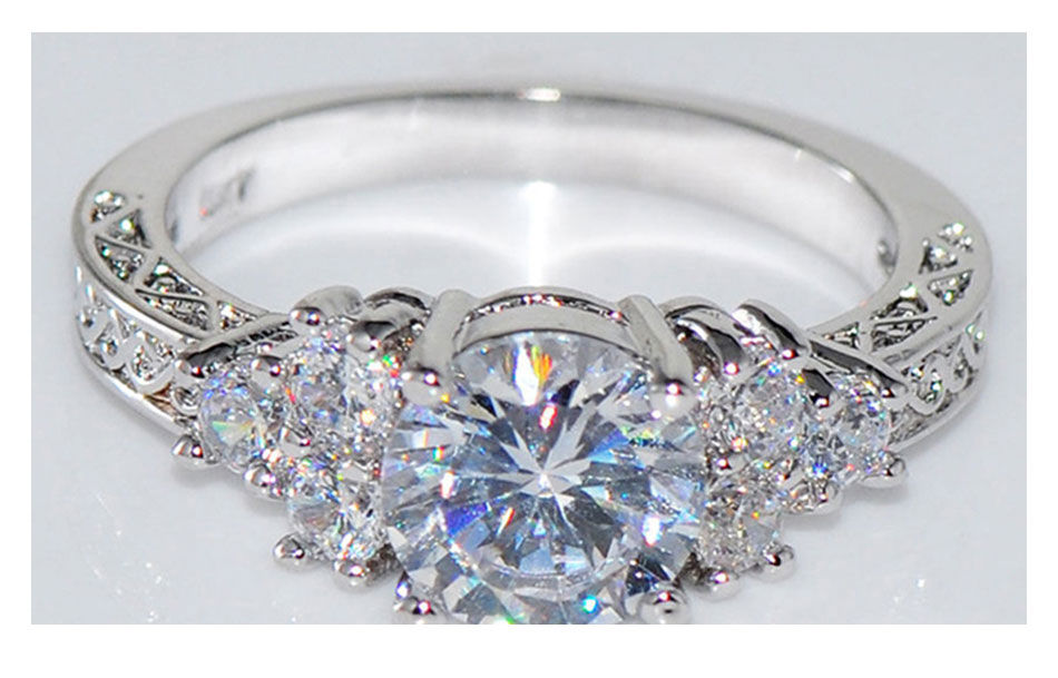 Thumbnail: ZDADAN 925 Sterling Silver 8MM Zircon Finger Ring For Women Fashion Wedding Jewe