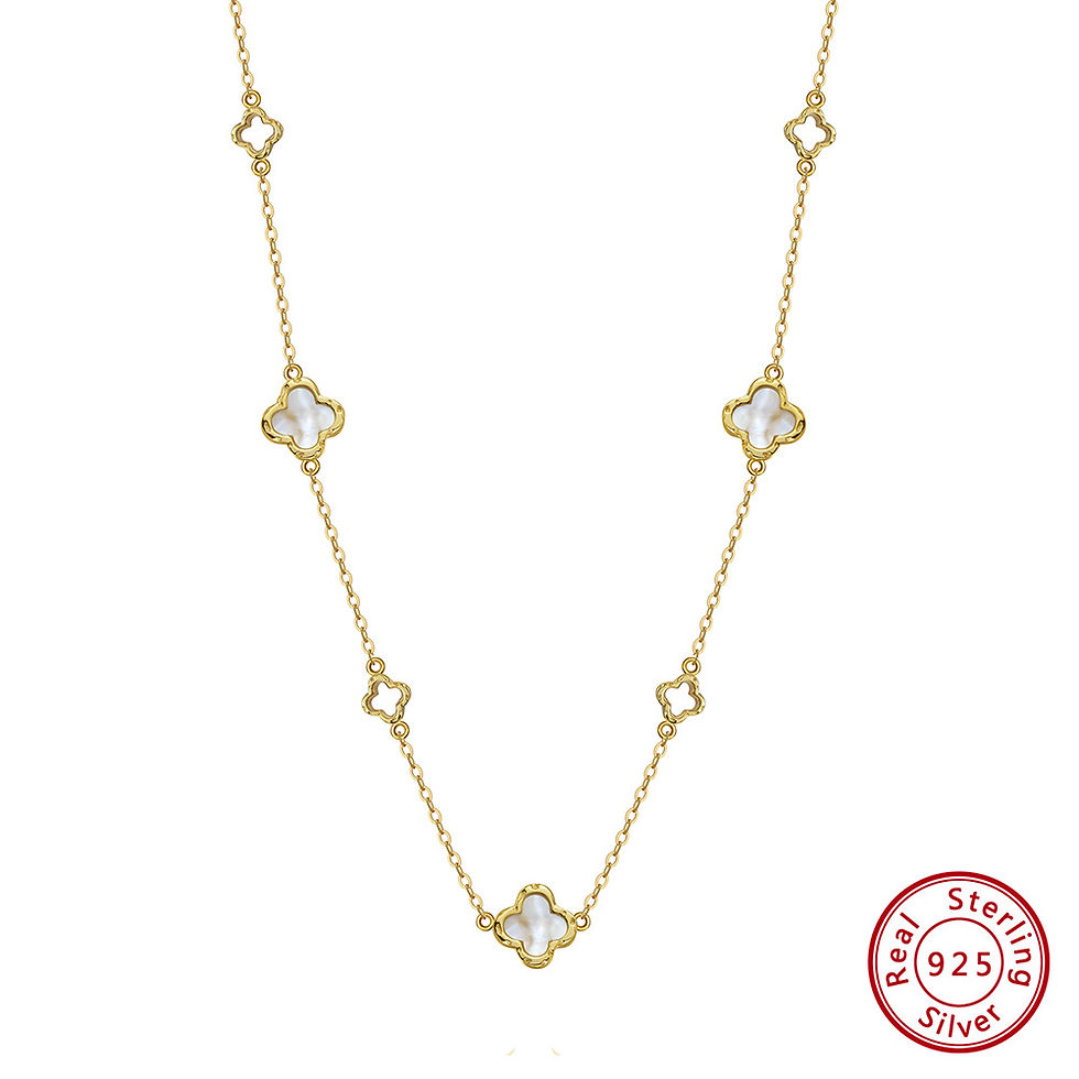Thumbnail: ORSA JEWELS Hollow Clover Luxury Chain Necklace Banquet Party Gift 925 Silver Fo