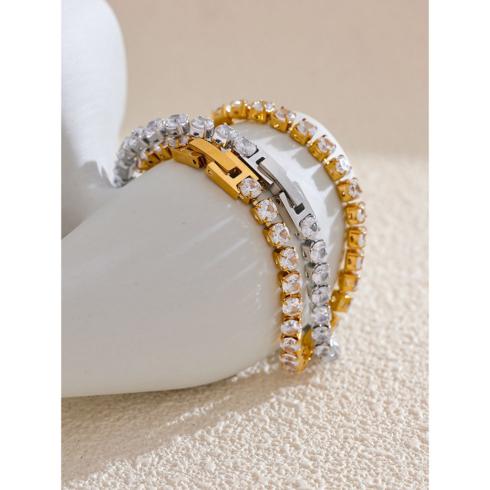Thumbnail: Yhpup 4mm High Quality Shiny Cubic Zirconia Chain Wrist Bracelet Bangle for Wome