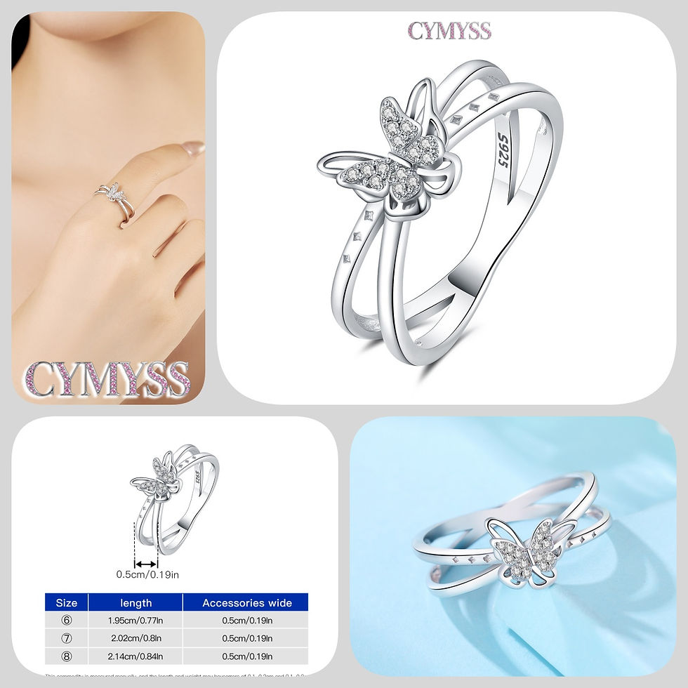 Thumbnail: Hot Sale Original S925 Sterling Silver Zirconia Butterfly Ring Fine Jewellery We