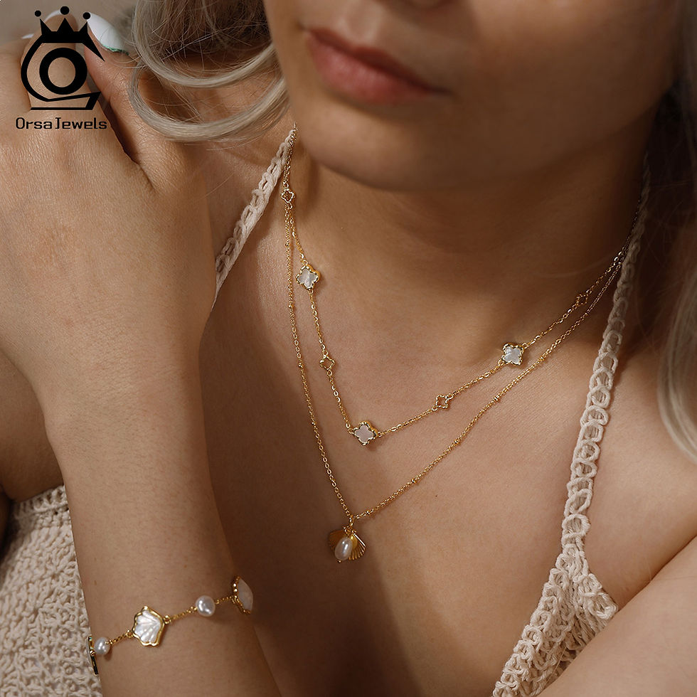 Thumbnail: ORSA JEWELS Hollow Clover Luxury Chain Necklace Banquet Party Gift 925 Silver Fo